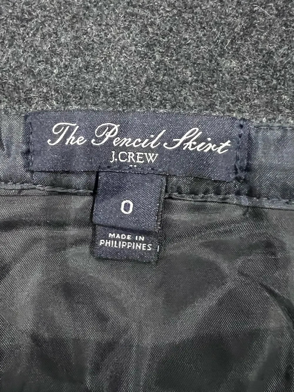 J.Crew Wool Pencil Skirt Charcoal Grey Size 0